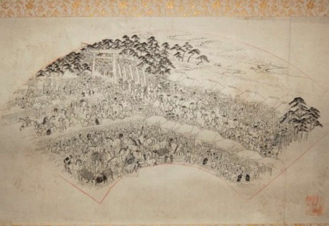 「博労座」牛馬市絵図（伝歌川広重）