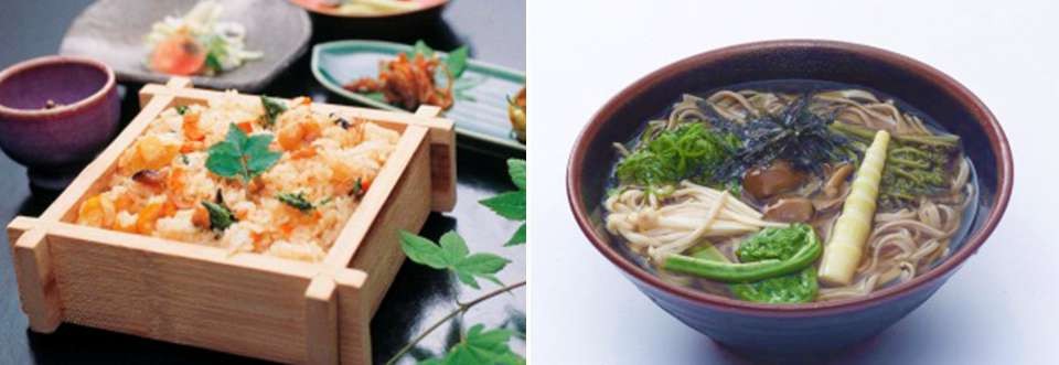 左：大山おこわ/右：大山そば