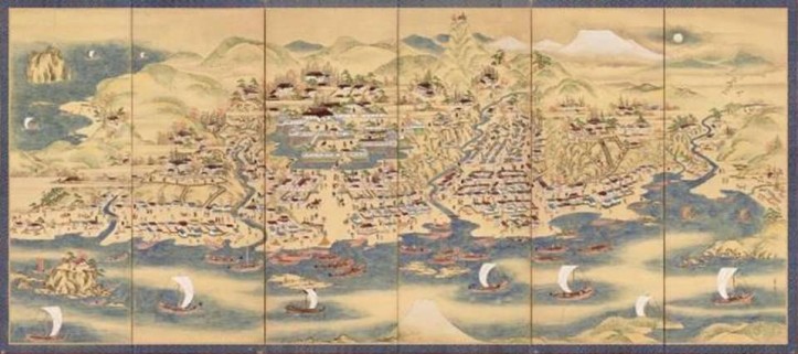 当時の町の賑わい（松前町）