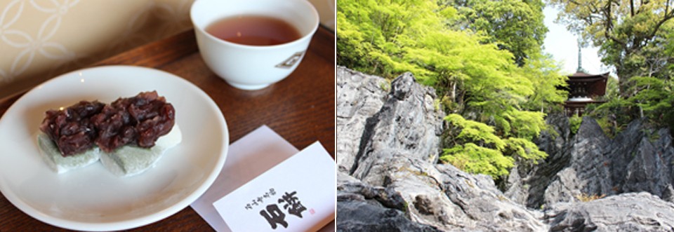 左：石山寺の石餅／右：石山寺の硅灰石