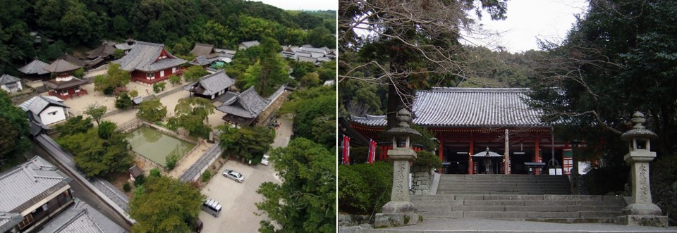 左：金剛寺境内/右：観心寺境内