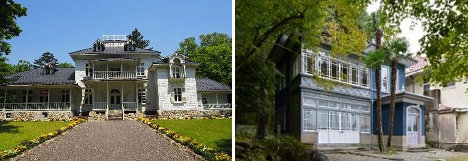 左：青木農場跡に建つ別荘/右：山縣農場内に建つ別荘