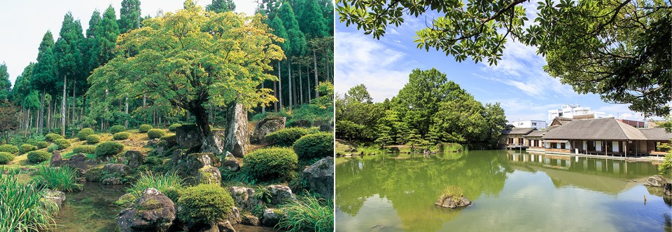 左：諏訪館跡庭園／右：養浩館庭園