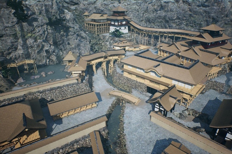 岐阜城山麓居館の復元イメージCG