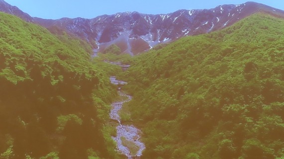 「大山自然歴史館」のプロジェクタで映し出された雄大な大山