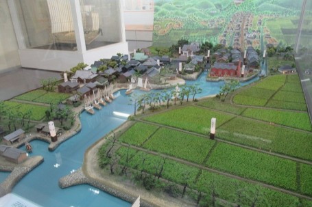 明治初期の姫路港・飾磨津界隈を再現したジオラマ