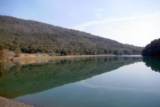 菊池川流域の灌漑施設　湯ノ口溜池（蒲生の池）・遠山神社