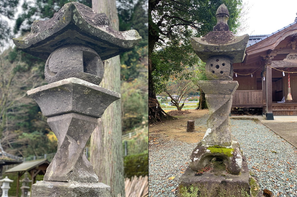 ひねり灯籠(若宮神社)<br>ひねり灯籠(菅原神社)